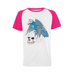 Raven Sugar Skull Pink Men's Raglan T-shirt Big Size (USA Size) (Model T11)