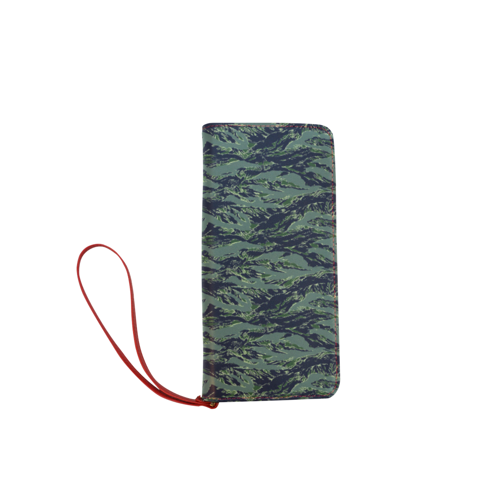 Jungle Tiger Stripe Green Camouflage Women's Clutch Wallet (Model 1637)