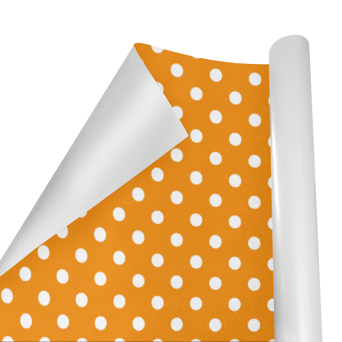 White Polka Dots on Tangerine Orange Gift Wrapping Paper 58"x 23" (3 Rolls)