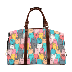 Cartoon Cat Pattern Classic Travel Bag (Model 1643) Remake