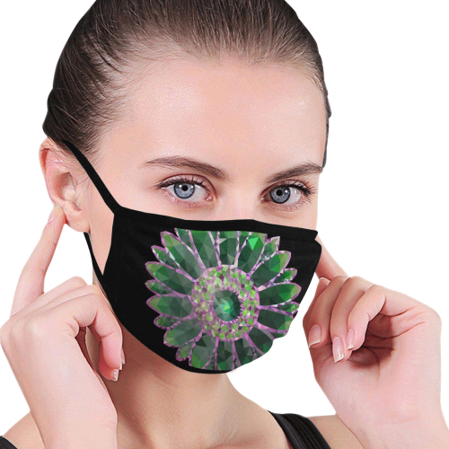 Green Mosaic Flower Mouth Mask