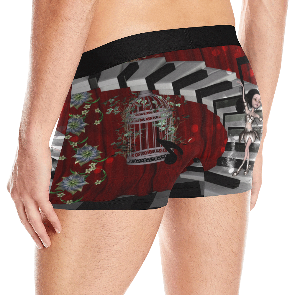 Little fairy dancing on a piano Men's All Over Print Boxer Briefs (Model L10)