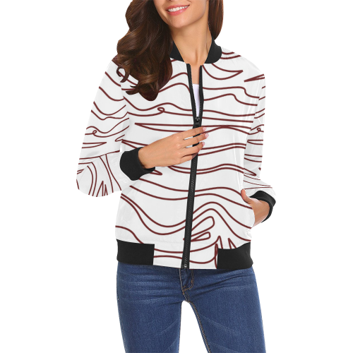 hoodie with design lines - choco All Over Print Bomber Jacket for Women (Model H19)