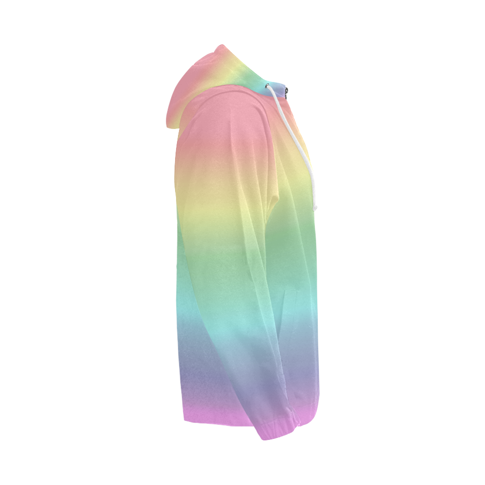 Pastel Rainbow All Over Print Full Zip Hoodie for Men (Model H14)