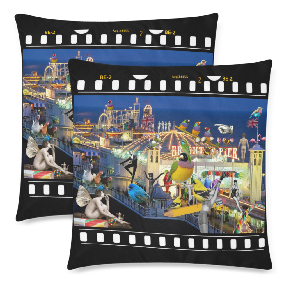 Welcome to Brighton Custom Zippered Pillow Cases 18"x 18" (Twin Sides) (Set of 2)