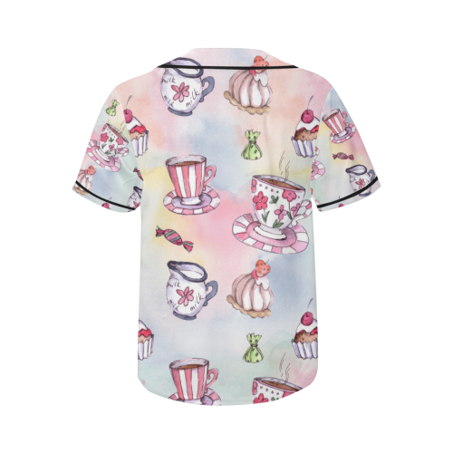 Coffee and sweeets All Over Print Baseball Jersey for Women (Model T50)
