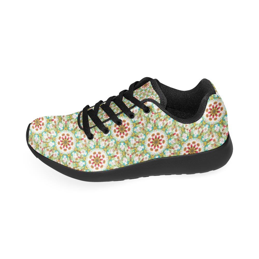 Floral Green Orange Stellar Pattern Women’s Running Shoes (Model 020)