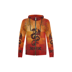 Tribal dragon  on vintage background All Over Print Full Zip Hoodie for Kid (Model H14)