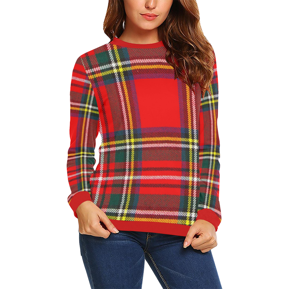 STEWART ROYAL MODERN HEAVY WEIGHT TARTAN All Over Print Crewneck Sweatshirt for Women (Model H18)