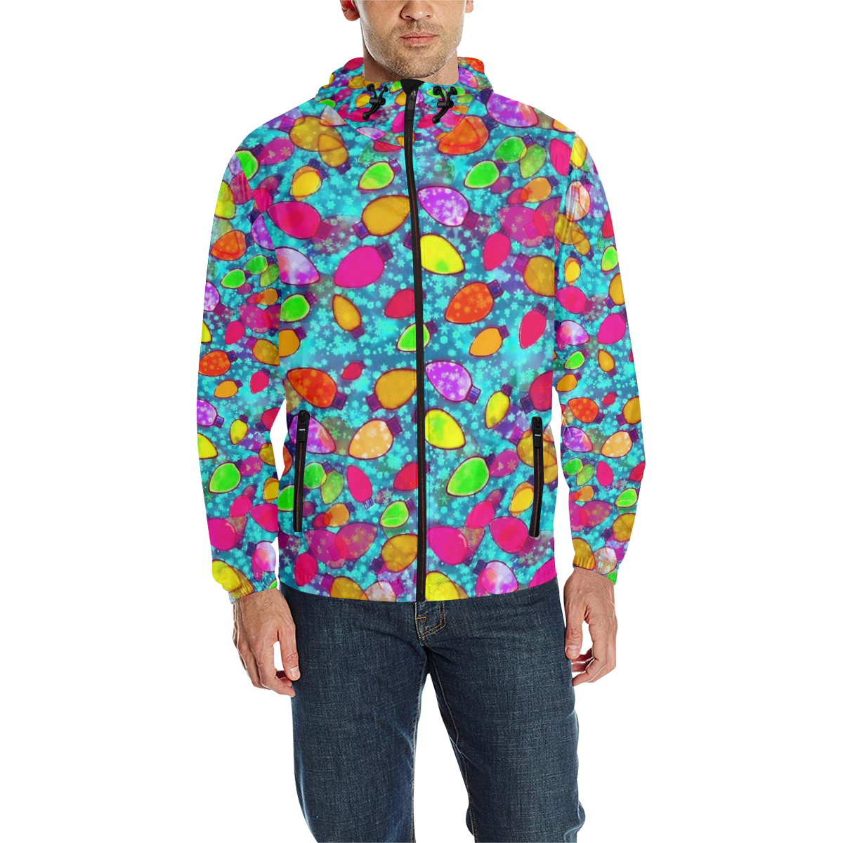 Lights by Nico Bielow All Over Print Quilted Windbreaker for Men (Model H35)