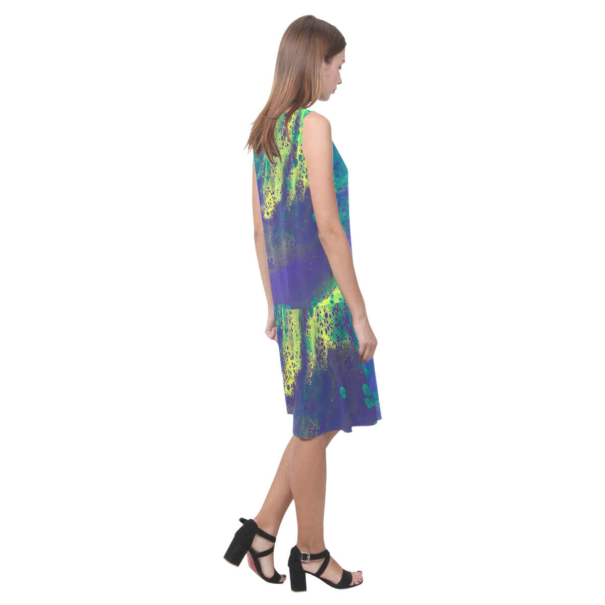 Love Mardi Gras Sleeveless Splicing Shift Dress(Model D17)