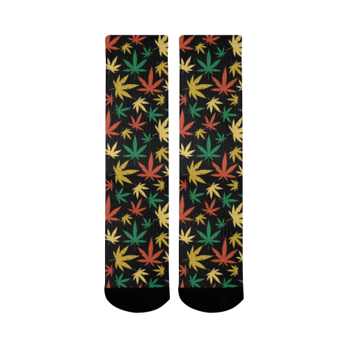 Cannabis Pattern Mid-Calf Socks (Black Sole)