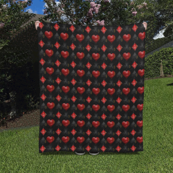 Las Vegas Black and Red Casino Poker Card Shapes on Black Quilt 50"x60"