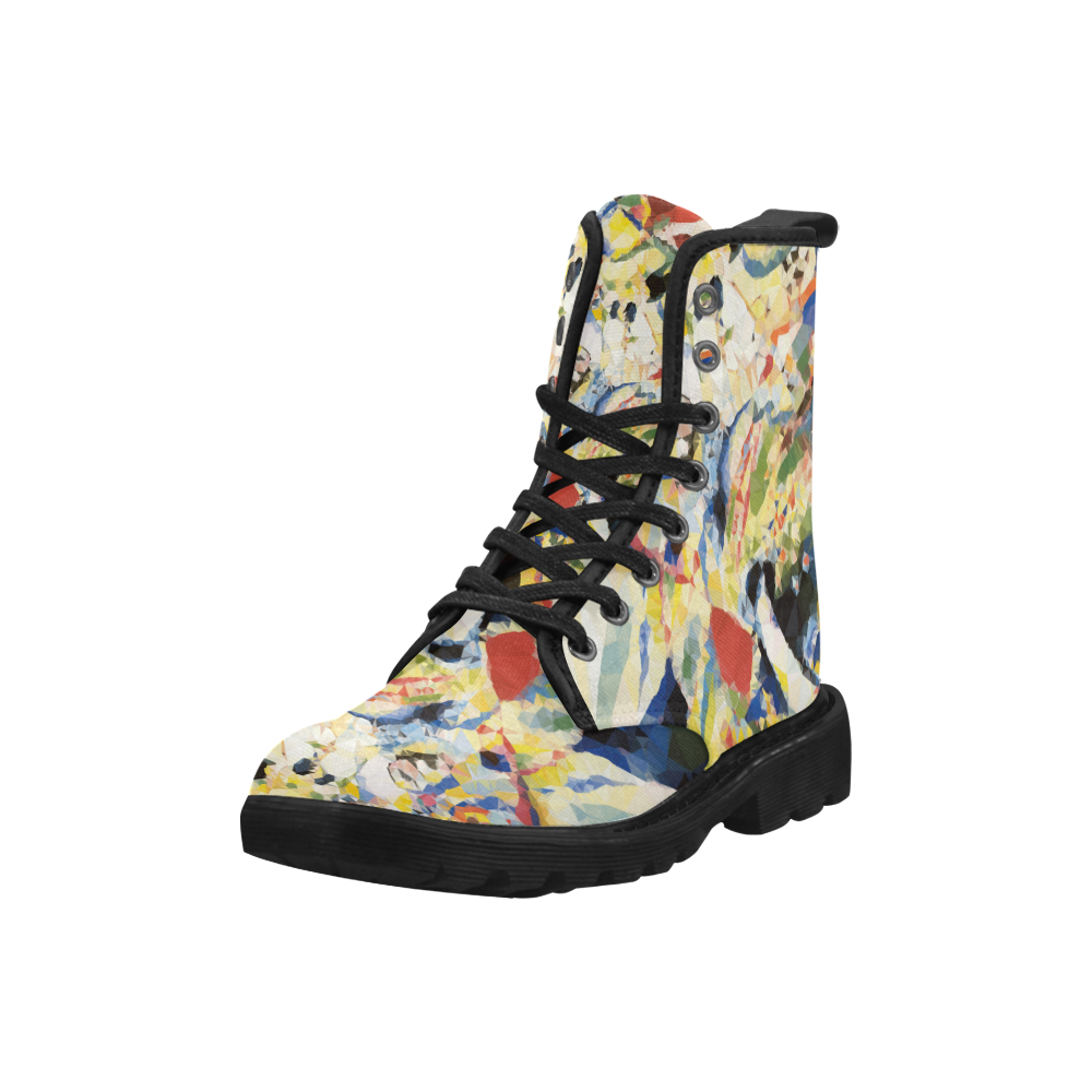 Abstract Geometric Triangles Red Blue Kandinsky Martin Boots for Men (Black) (Model 1203H)