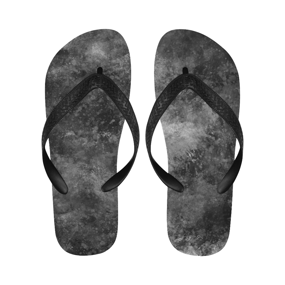 Black Grunge Flip Flops for Men/Women (Model 040)