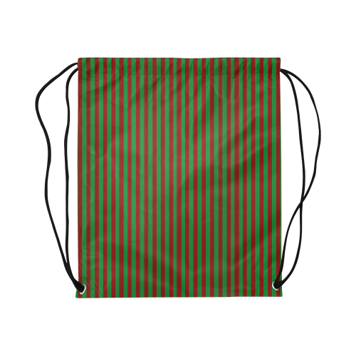 Christmas Stripes Green and Red Large Drawstring Bag Model 1604 (Twin Sides)  16.5"(W) * 19.3"(H)