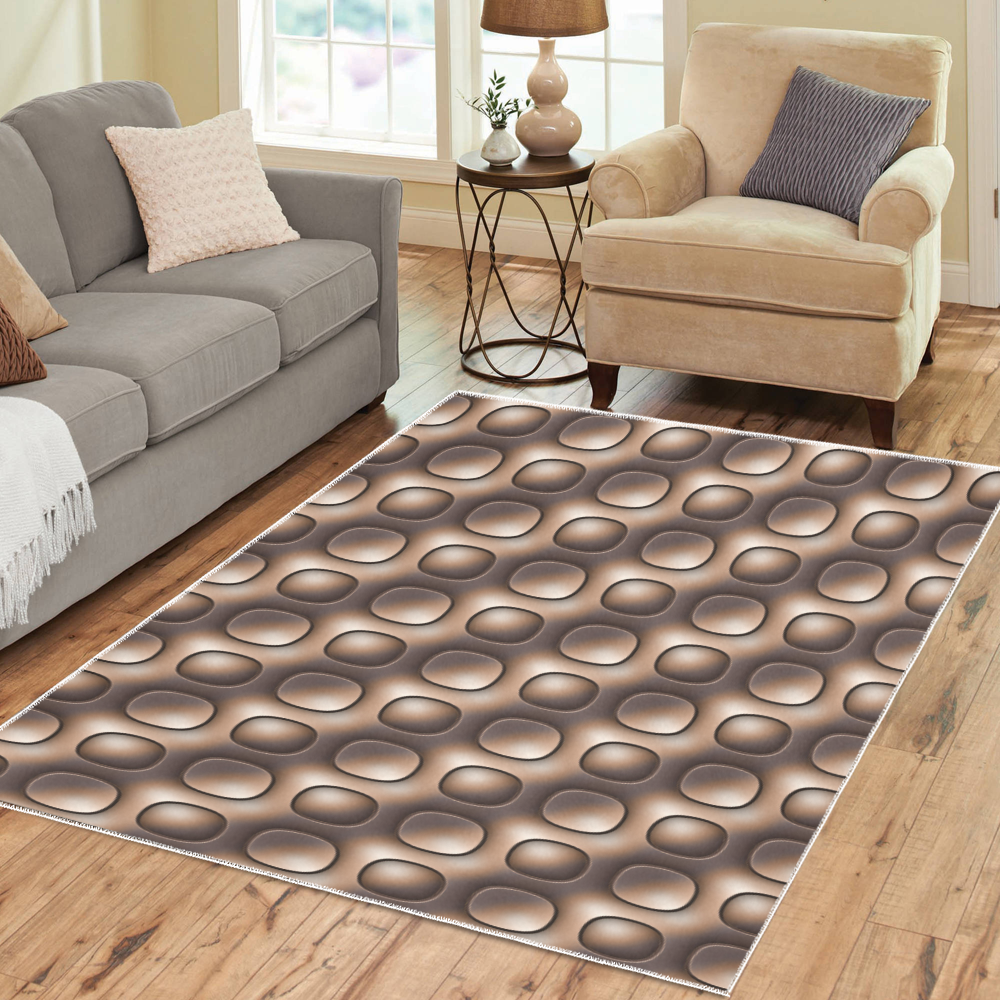 Brown glossy toned buttons Area Rug7'x5'