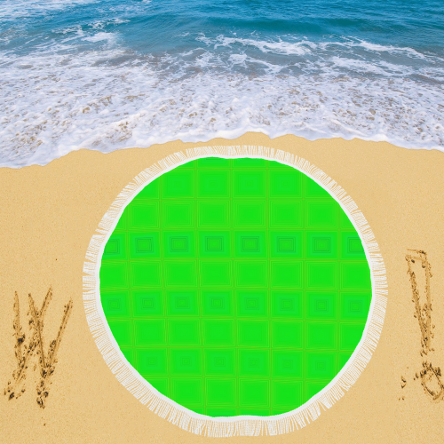Green multicolored multiple squares Circular Beach Shawl 59"x 59"
