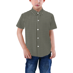 Black and White Checks Preppie Boys' All Over Print Short Sleeve Shirt (Model T59)
