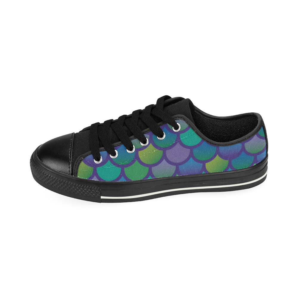 Mermaid SCALES multiCOLOR Low Top Canvas Shoes for Kid (Model 018)
