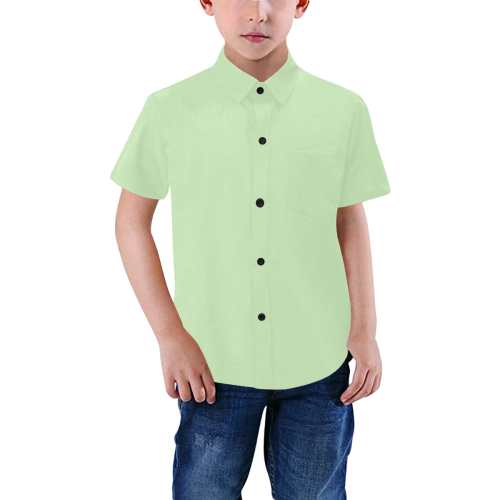 color tea green Boys' All Over Print Short Sleeve Shirt (Model T59)