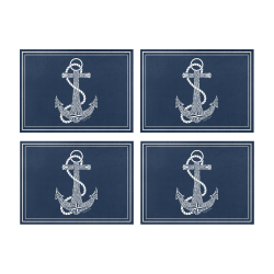 Tribal Anchor White on Navy Placemat 14’’ x 19’’ (Set of 4)