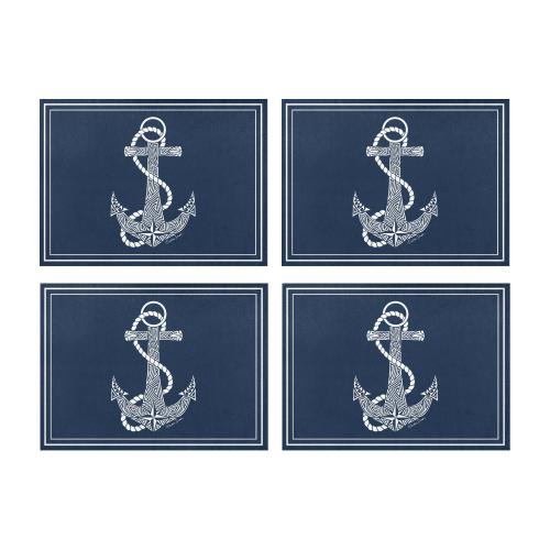 Tribal Anchor White on Navy Placemat 14’’ x 19’’ (Set of 4)