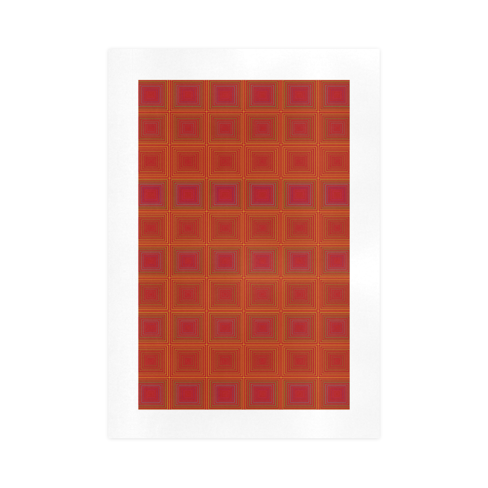 Red orange golden multicolored multiple squares Art Print 16‘’x23‘’