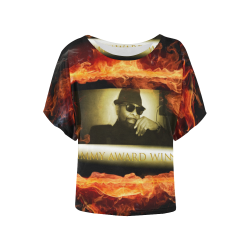 Grammy Winner William Bell On Fire Women's Batwing-Sleeved Blouse T shirt (Model T44)