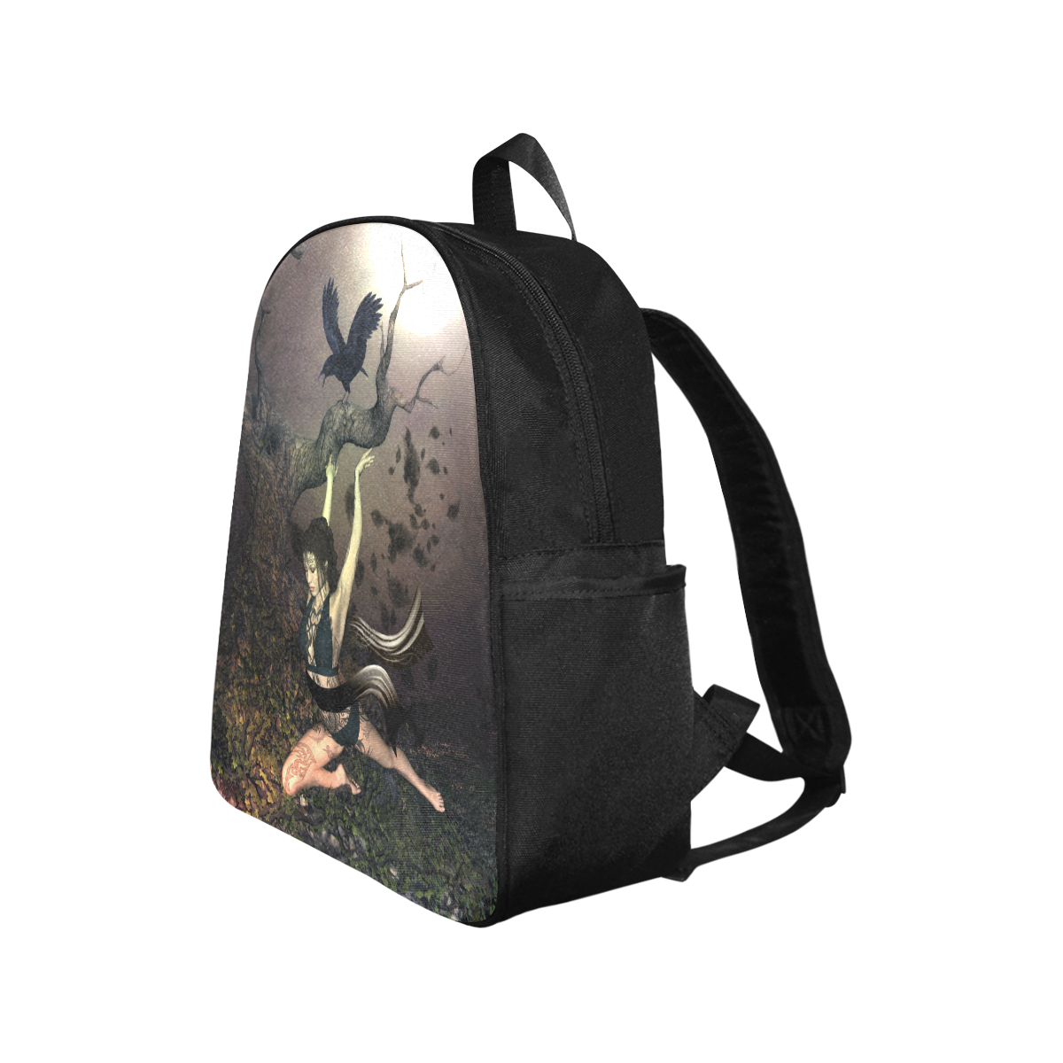 Beautiful fairy with crow Multi-Pocket Fabric Backpack (Model 1684)