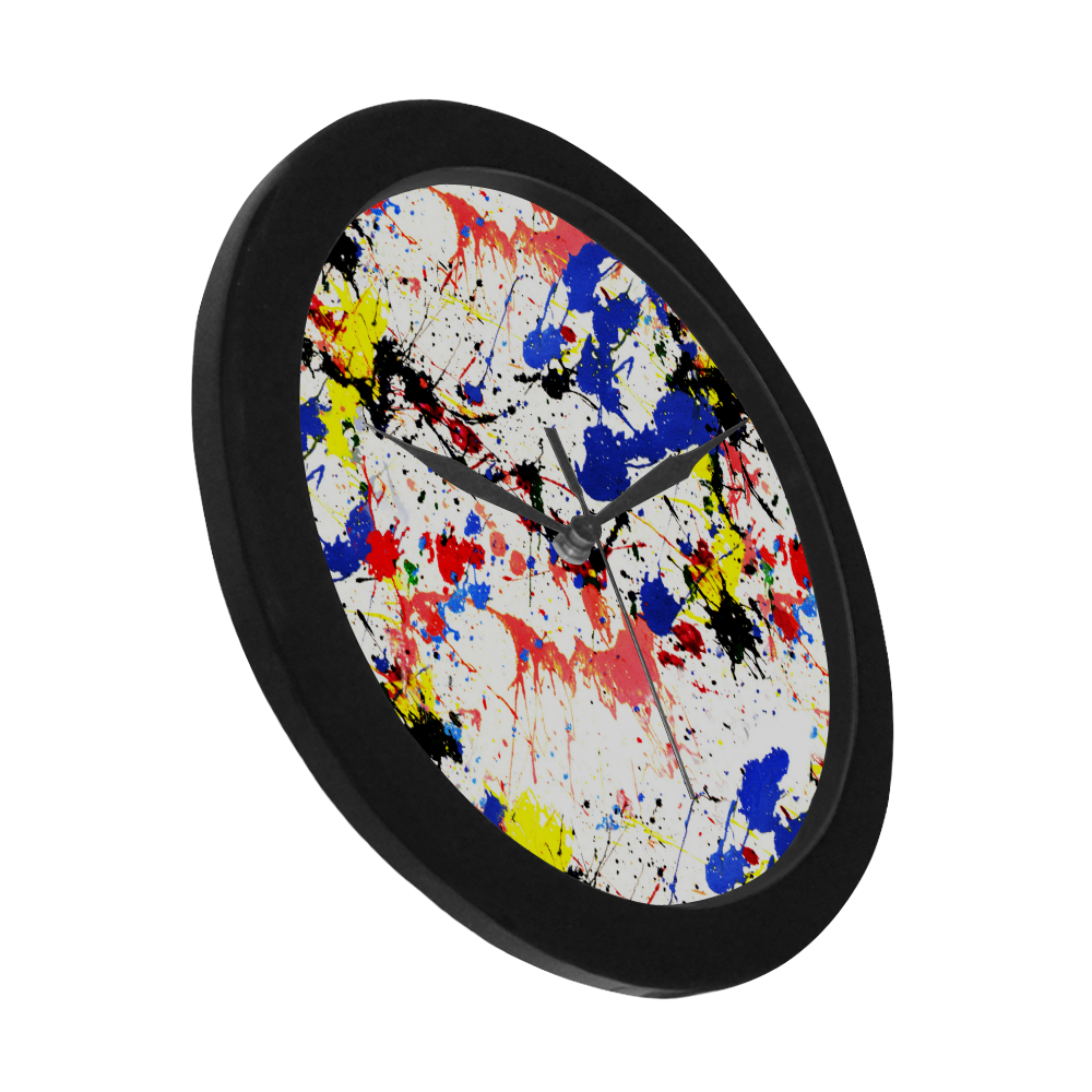 Blue and Red Paint Splatter Circular Plastic Wall clock