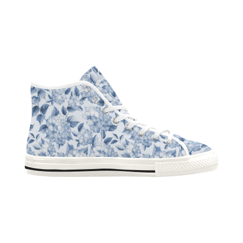 Blue and White Floral Pattern Vancouver H Men's Canvas Shoes (1013-1)