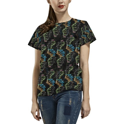 DNA pattern - Biology - Scientist All Over Print T-Shirt for Women (USA Size) (Model T40)
