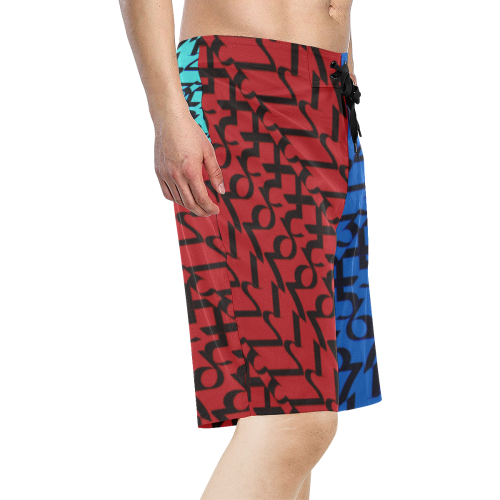 NUMBERS Collection 1234567 Multi Color Men's All Over Print Board Shorts (Model L16)