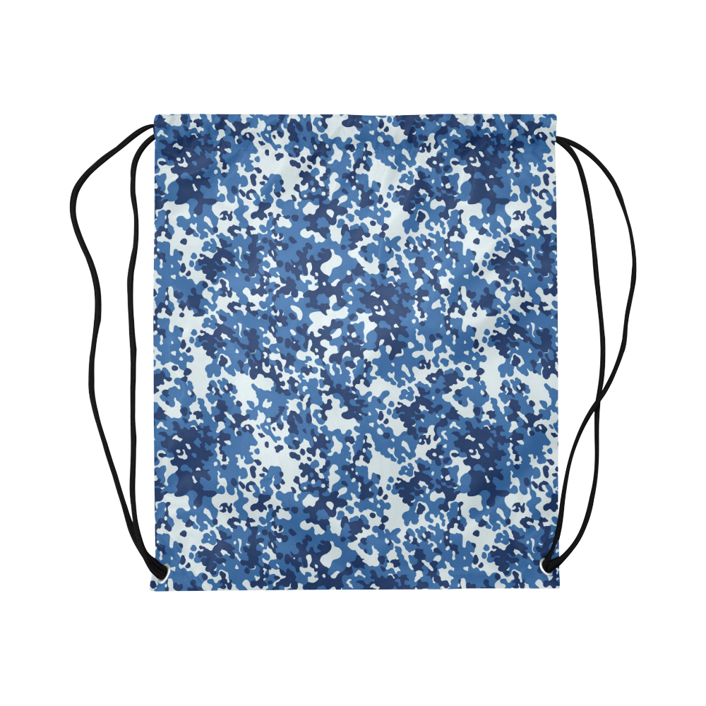 Digital Blue Camouflage Large Drawstring Bag Model 1604 (Twin Sides)  16.5"(W) * 19.3"(H)