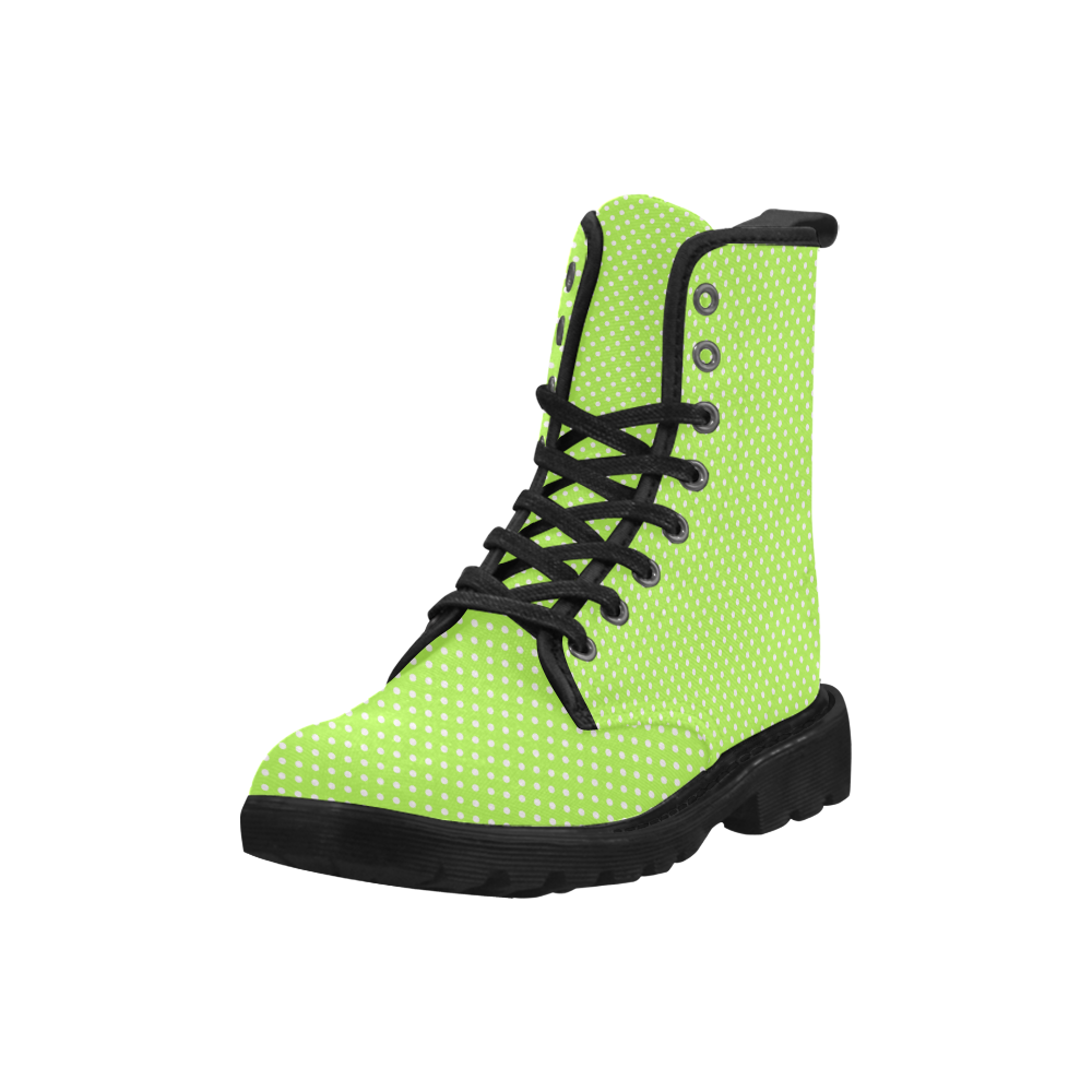 Mint green polka dots Martin Boots for Women (Black) (Model 1203H)