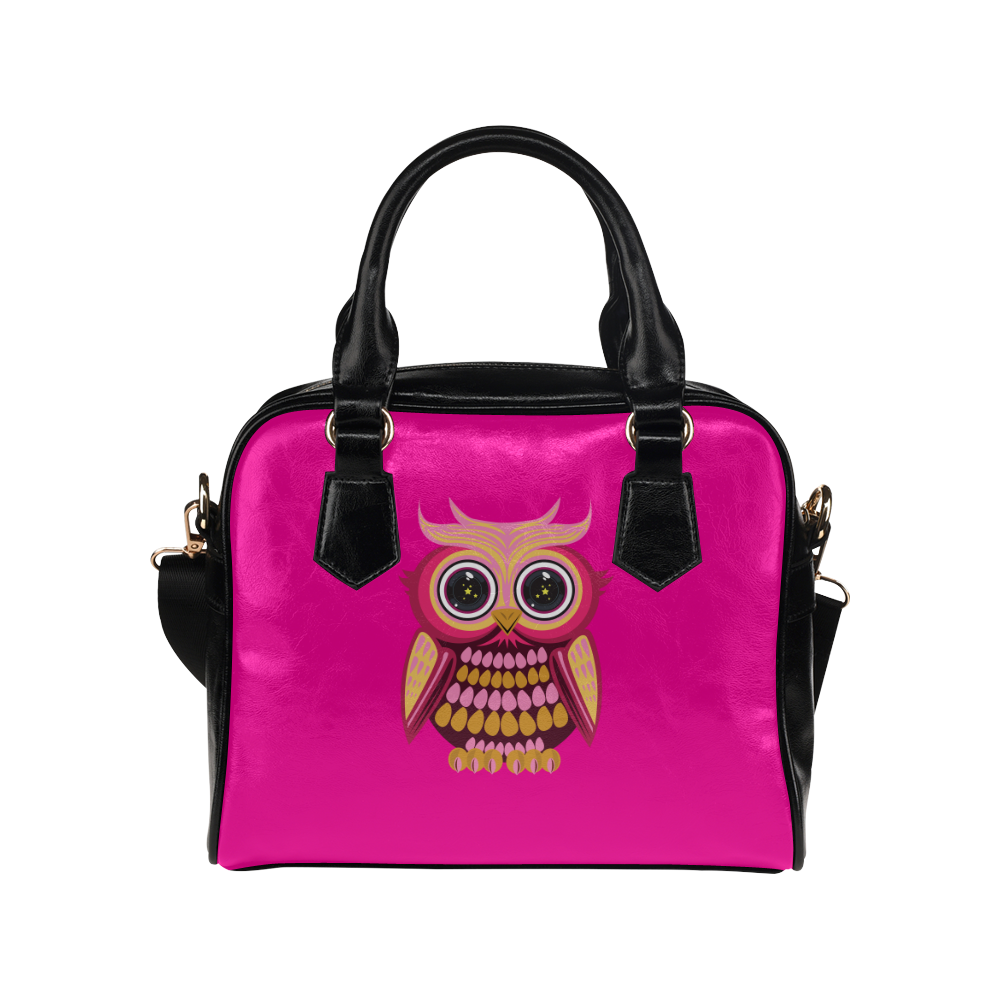 Star Eye Owl - Pink Orange Shoulder Handbag (Model 1634)