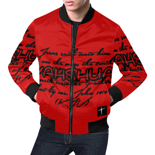 Yahshua Red BIG & Tall All Over Print Bomber Jacket for Men/Large Size (Model H19)