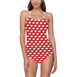 Clouds with Polka Dots on Red Strap Swimsuit ( Model S05)