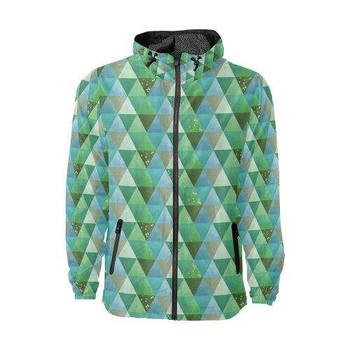 Triangle Pattern - Green Teal Khaki Moss Unisex All Over Print Windbreaker (Model H23)