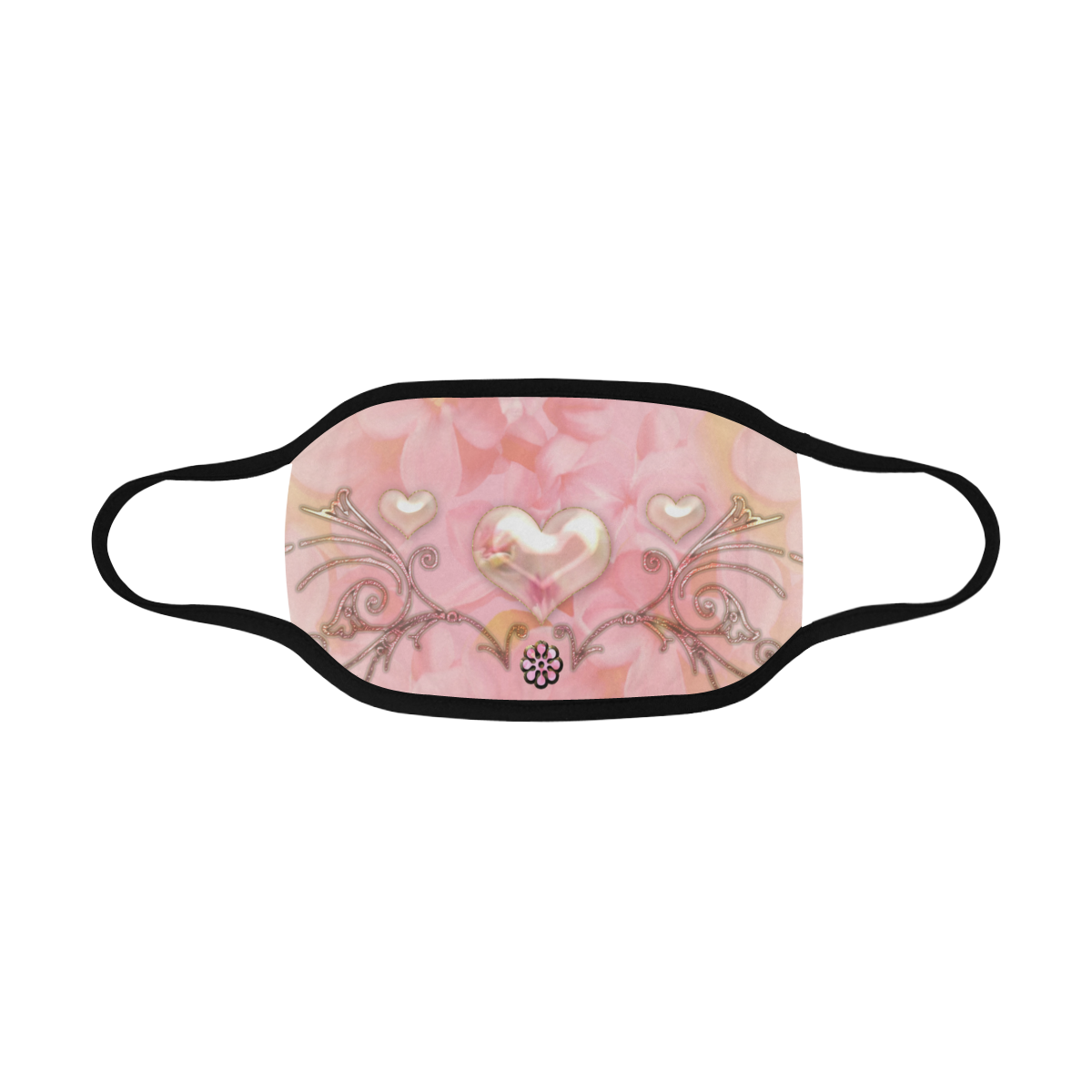 Hearts, soft colors Mouth Mask