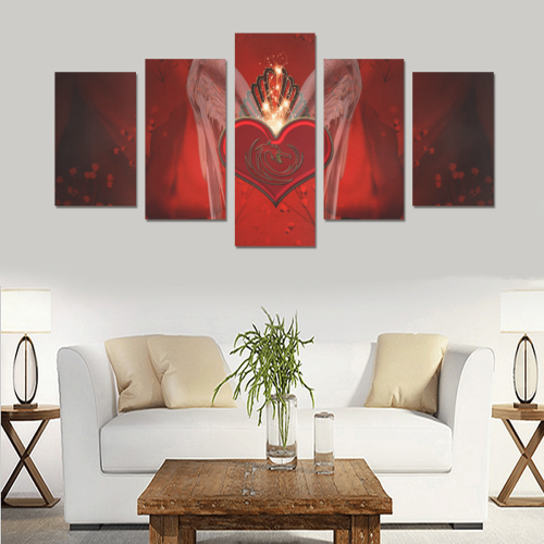 Heart with wings Canvas Print Sets C (No Frame)