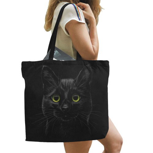 Black Cat All Over Print Canvas Tote Bag/Large (Model 1699)