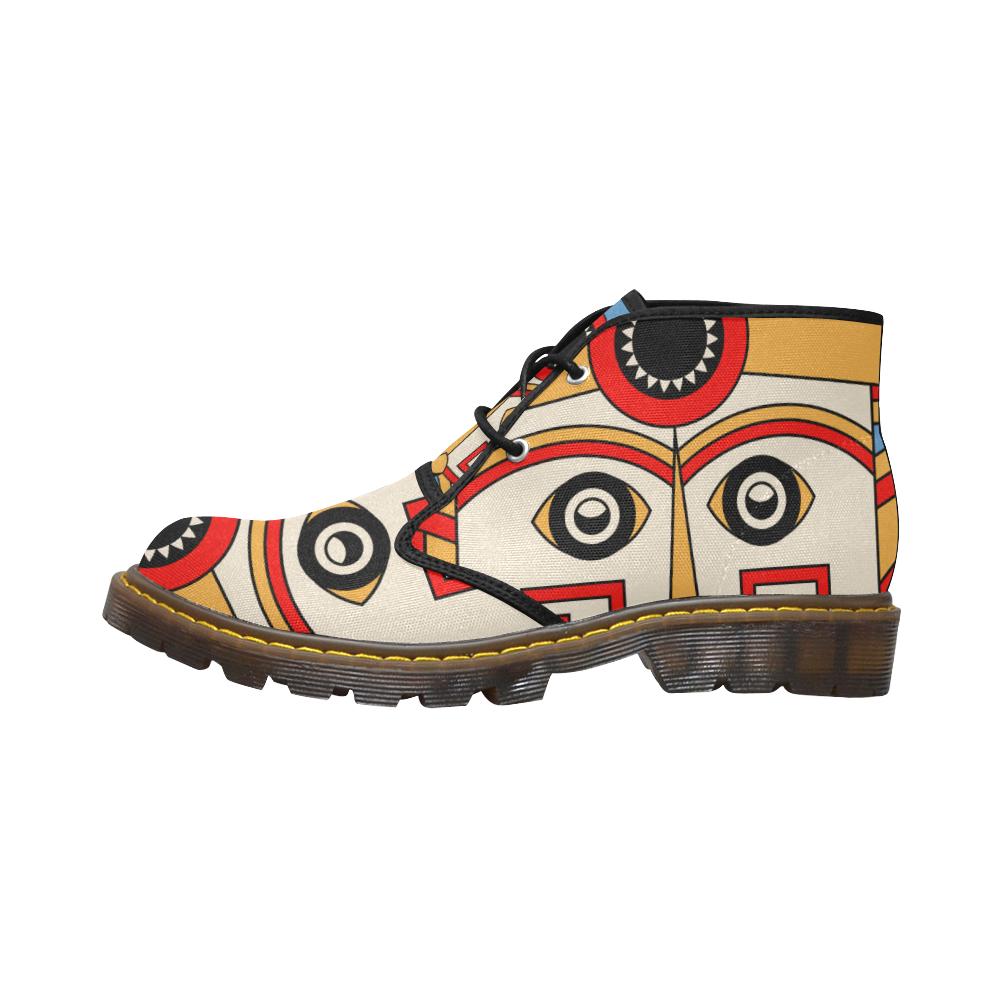 Aztec Religion Tribal Men's Canvas Chukka Boots (Model 2402-1)