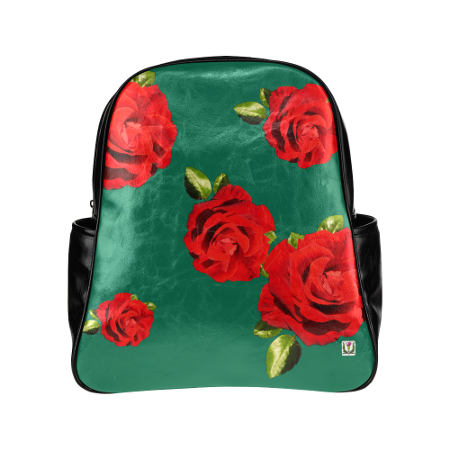 Fairlings Delight's Floral Luxury Collection- Red Rose Multi-Pockets Backpack 53086b11 Multi-Pockets Backpack (Model 1636)