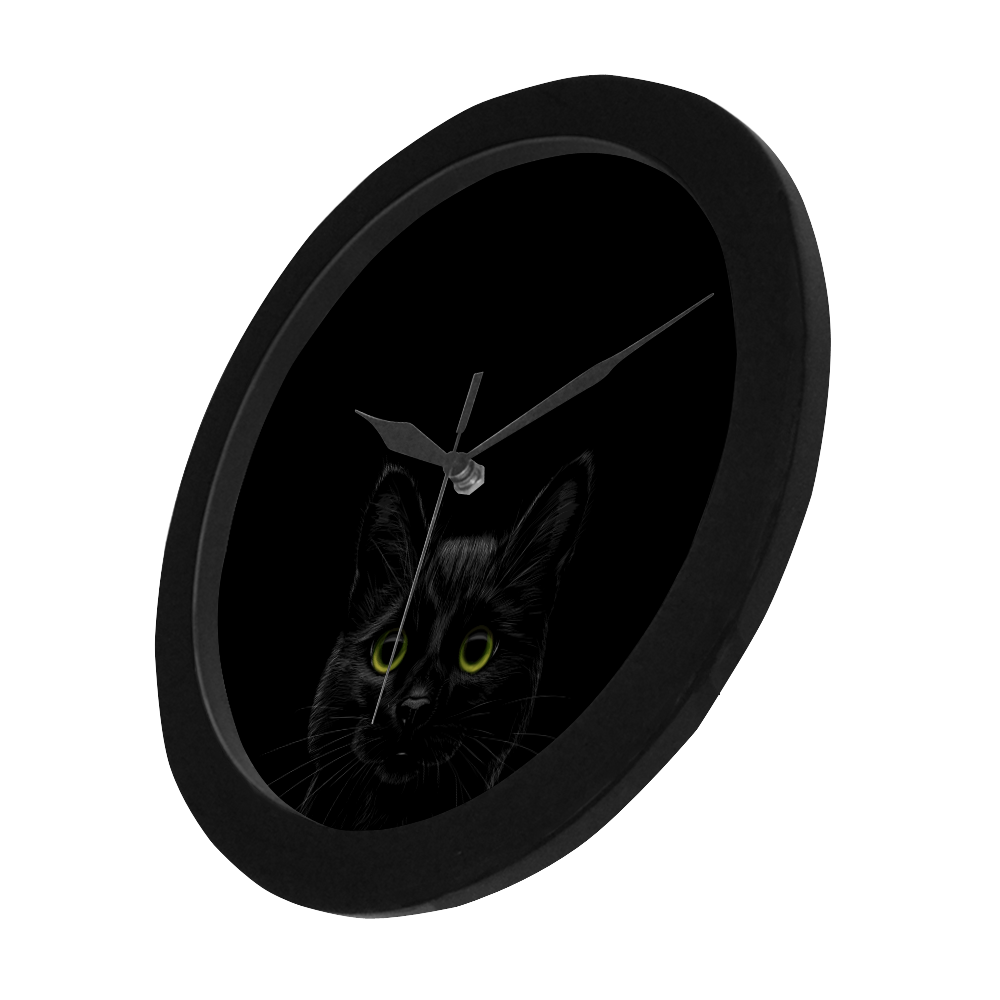 Black Cat Circular Plastic Wall clock