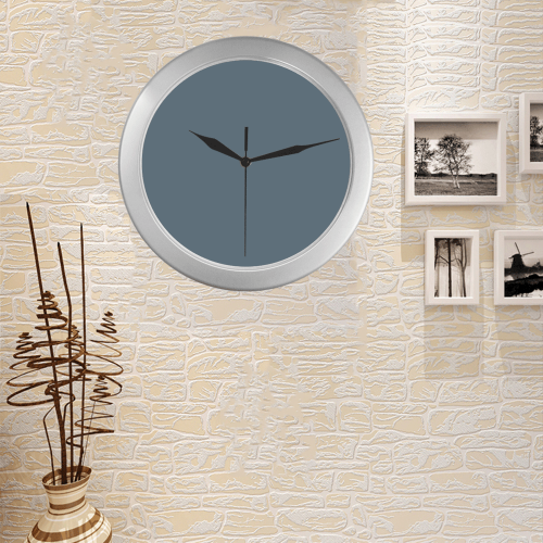 color light slate grey Silver Color Wall Clock