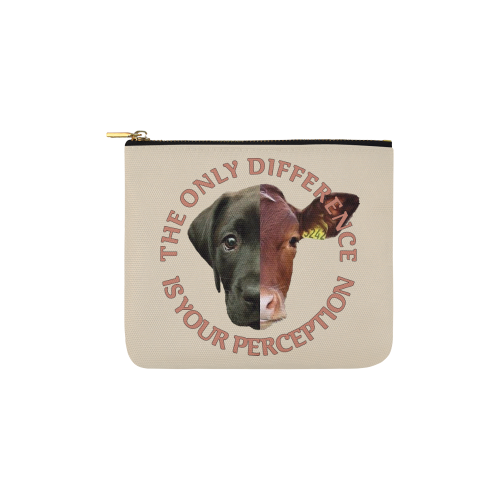 Vegan Cow and Dog Design with Slogan Carry-All Pouch 6''x5''