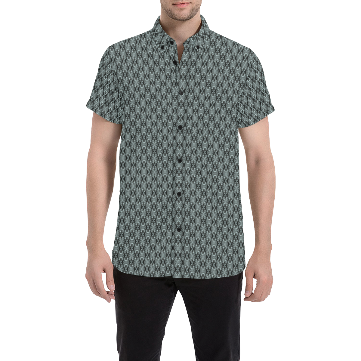 Model #107c| Men's All Over Print Short Sleeve Shirt (Model T53)