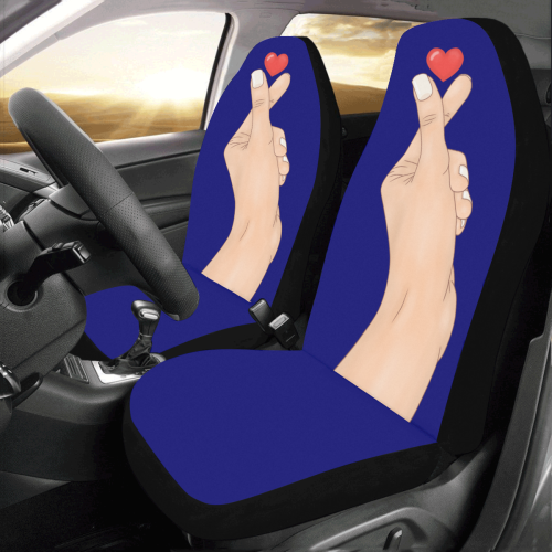 Hand With Finger Heart / Blue Car Seat Covers (Set of 2)